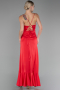 Red Front Short Back Long Satin Prom Gown ABO135