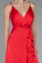 Red Front Short Back Long Satin Prom Gown ABO135
