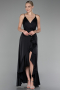 Black Front Short Back Long Satin Prom Gown ABO135