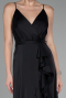 Black Front Short Back Long Satin Prom Gown ABO135