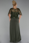 Long Olive Drab Chiffon Plus Size Evening Dress ABU4075