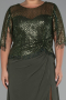 Long Olive Drab Chiffon Plus Size Evening Dress ABU4075