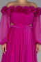 Fuchsia Boat Neck Long Sleeve Plus Size Chiffon Prom Gown ABU4131