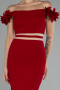 Red Boat Neck Short Cocktail Dress ABK2120