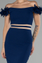 Navy Blue Boat Neck Short Cocktail Dress ABK2120