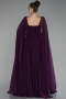 Purple Strapless Shawl Sleeve Long Chiffon Evening Dress ABU4158