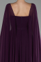Purple Strapless Shawl Sleeve Long Chiffon Evening Dress ABU4158