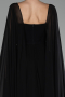 Black Strapless Shawl Sleeve Long Chiffon Evening Dress ABU4158