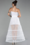 White Tarlatan Evening Dresses ABN0003