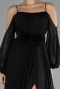 Siyah Shoulder Decollete Long Sleeve Chiffon Prom Dress ABU4165