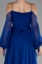 Saks Mavi Shoulder Decollete Long Sleeve Chiffon Prom Dress ABU4165