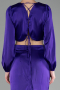 Purple Long Sleeve Cut Out Satin Evening Dress ABU4177