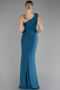 Oil Green One Shoulder Slit Long Evening Dress ABU4116