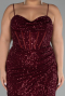 Burgundy Long Scaly Plus Size Evening Dress ABU3322