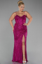 Fuchsia Long Scaly Plus Size Evening Dress ABU3322