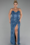 Indigo Long Scaly Plus Size Evening Dress ABU3322