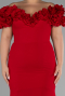 Red Boat Neck Slit Long Plus Size Evening Dress ABU4081