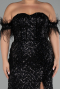 Long Black Plus Size Evening Dress ABU4149