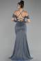 Indigo Slit Long Glitter Evening Dress ABU4212