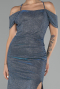 Indigo Slit Long Glitter Evening Dress ABU4212