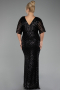 Long Black Plus Size Evening Dress ABU2309