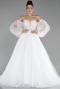 White Strapless Long Plus Size Wedding Dress ABG112