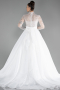 White Stone Embroidered Long Sleeve Plus Size Princess Wedding Dress ABU4250