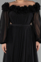 Black Boat Neck Long Sleeve Plus Size Chiffon Prom Gown ABU4131