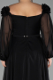 Black Boat Neck Long Sleeve Plus Size Chiffon Prom Gown ABU4131