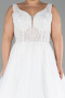 White Sleeveless Embroidered Long Plus Size Wedding Dress ABG017