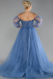 Long Indigo Plus Size Haute Couture Dress ABU3617