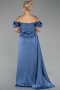 Long Indigo Satin Plus Size Evening Dress ABU1626