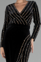 Black Stoned Long Sleeve Velvet Evening Dress ABU4282