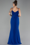 Sax Blue Straps Long Evening Gown ABU4299