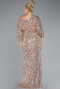 Gold Slit Long Sleeve Scaly Plus Size Evening Gown ABU4313