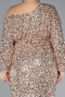 Gold Slit Long Sleeve Scaly Plus Size Evening Gown ABU4313