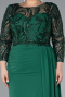 Emerald Green Stoned Capri Sleeve Slit Chiffon Plus Size Evening Gown ABU4294