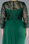 Emerald Green Stoned Capri Sleeve Slit Chiffon Plus Size Evening Gown ABU4294