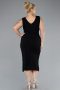 Midi Black Plus Size Evening Dress ABK1492