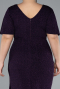 Dark Purple Short Sleeve Midi Glittery Plus Size Cocktail Dress ABK2146