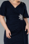 Navy Blue Short Sleeve Midi Glittery Plus Size Cocktail Dress ABK2146