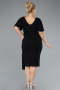 Black Short Sleeve Midi Glittery Plus Size Cocktail Dress ABK2146