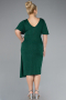 Emerald Green Short Sleeve Midi Glittery Plus Size Cocktail Dress ABK2146