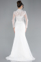 White Long Sleeve Guipure Silvery Tail Plus Size Wedding Dress ABG116