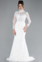 White Long Sleeve Guipure Silvery Tail Plus Size Wedding Dress ABG116