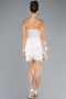 White Stoned Strapless Imported Feathered Evening Gown ABK2165