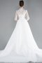 White Long Sleeve Guipure Silvery Tail Plus Size Wedding Dress ABG116