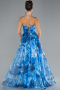 Indigo Strapless Long Patterned Prom Gown ABU5028