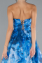 Indigo Strapless Long Patterned Prom Gown ABU5028