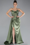 Olive Drab Long Satin Evening Dress ABU6141